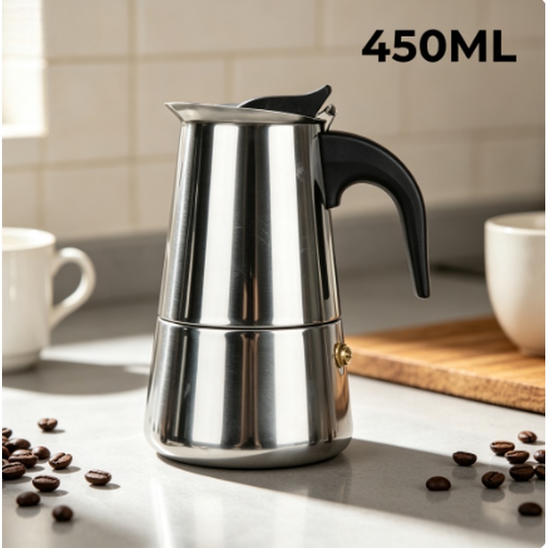 Coffee Tea Chocolate - Multi-Cup Stainless Steel Moka Pot Stovetop