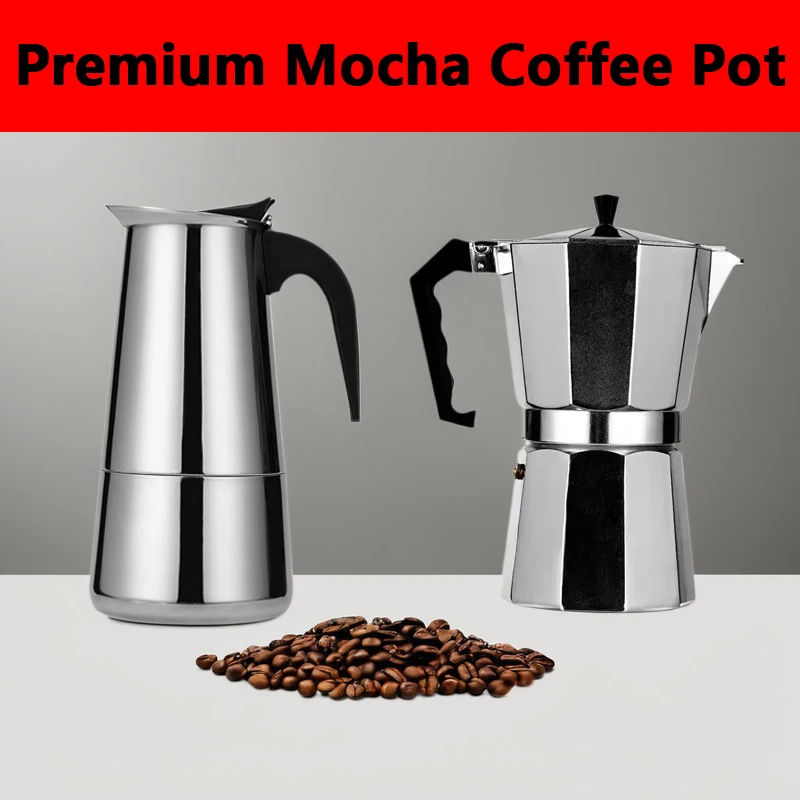 Coffee Tea Chocolate - Coffee Maker Moka Pot 50ml-600ml Stainless
