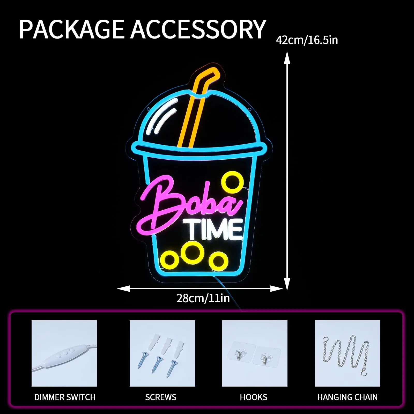 Boba Time Neon Sign for Wall D - Coffee Tea Boba 리뷰 및 가격