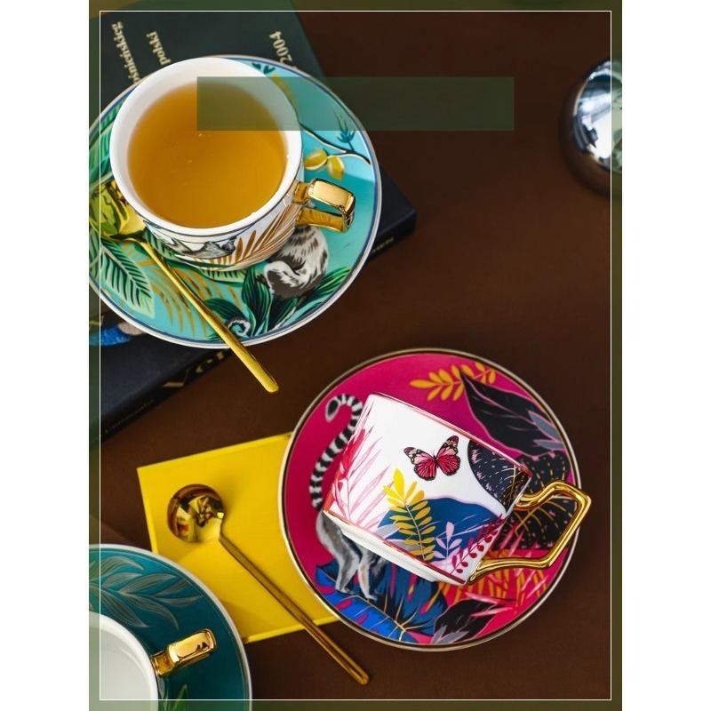 Jungle Animal Coffee Cup Plate - Coffee Tea English 리뷰 및 가격