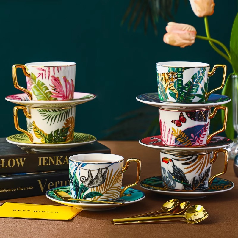 Jungle Animal Coffee Cup Plate - Coffee Tea English 리뷰 및 가격