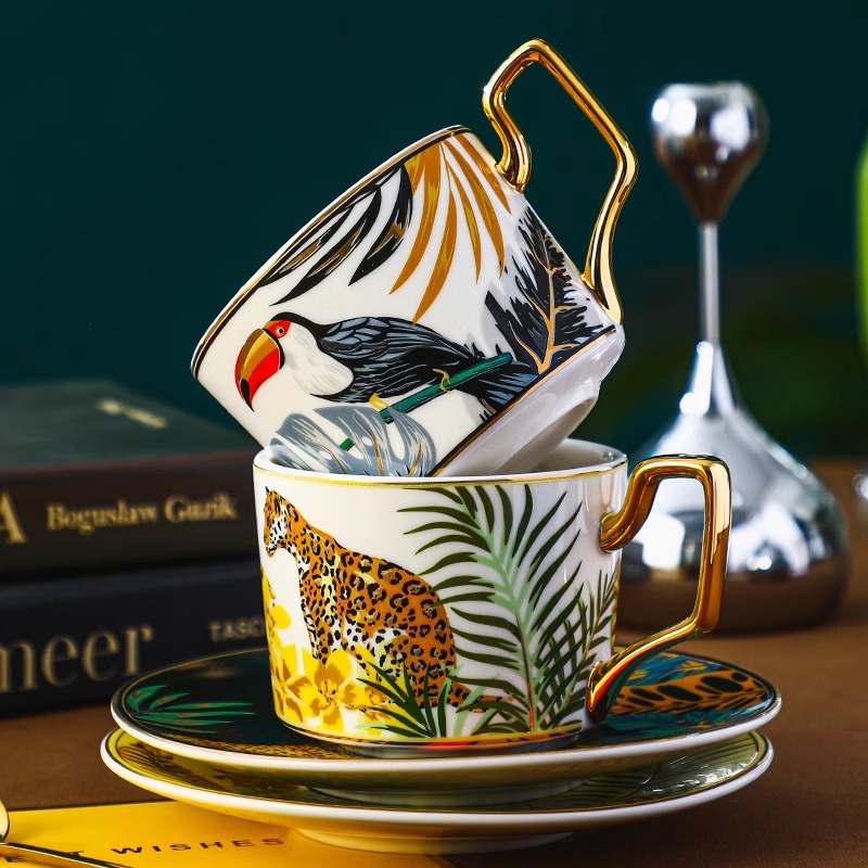 Jungle Animal Coffee Cup Plate - Coffee Tea English 리뷰 및 가격