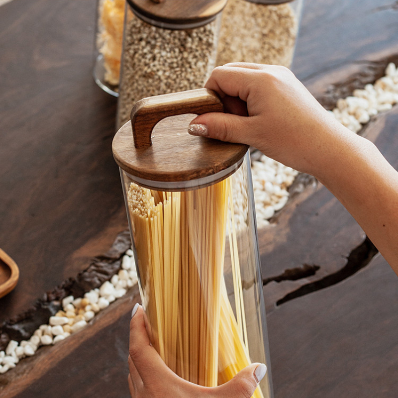 Clear Glass Jar with Bamboo Li - Coffee Tea Sugar Container Set 리뷰 및 가격