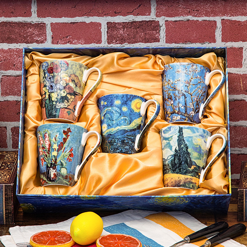 5 Pcs Set Bone China Van Gogh  - Coffee Tea Van 리뷰 및 가격