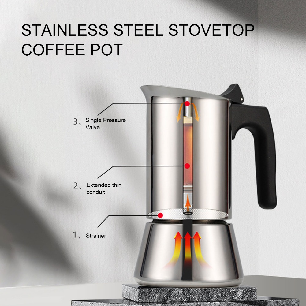 Stainless Steel Moka Pot Large - Coffee Tea Chocolate 리뷰 및 가격