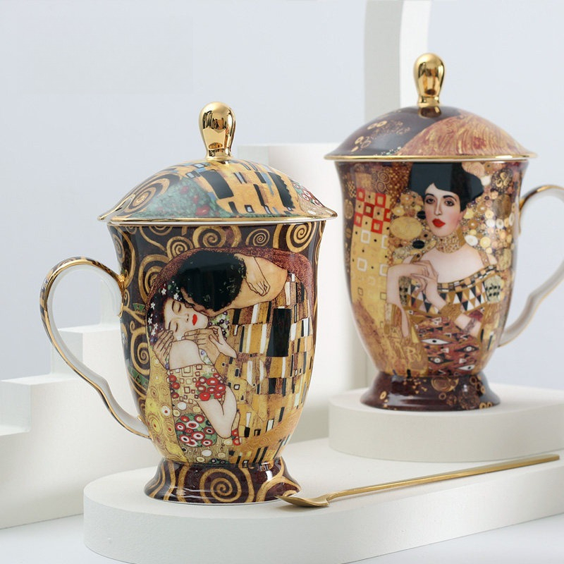 European Ceramic Mug with Lid  - Coffee Tea Chocolate 리뷰 및 가격