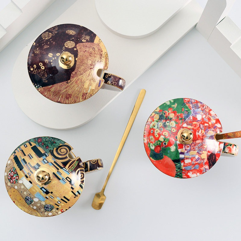 European Ceramic Mug with Lid  - Coffee Tea Chocolate 리뷰 및 가격