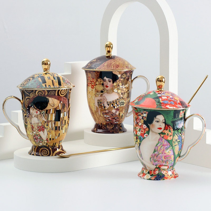 European Ceramic Mug with Lid  - Coffee Tea Chocolate 리뷰 및 가격