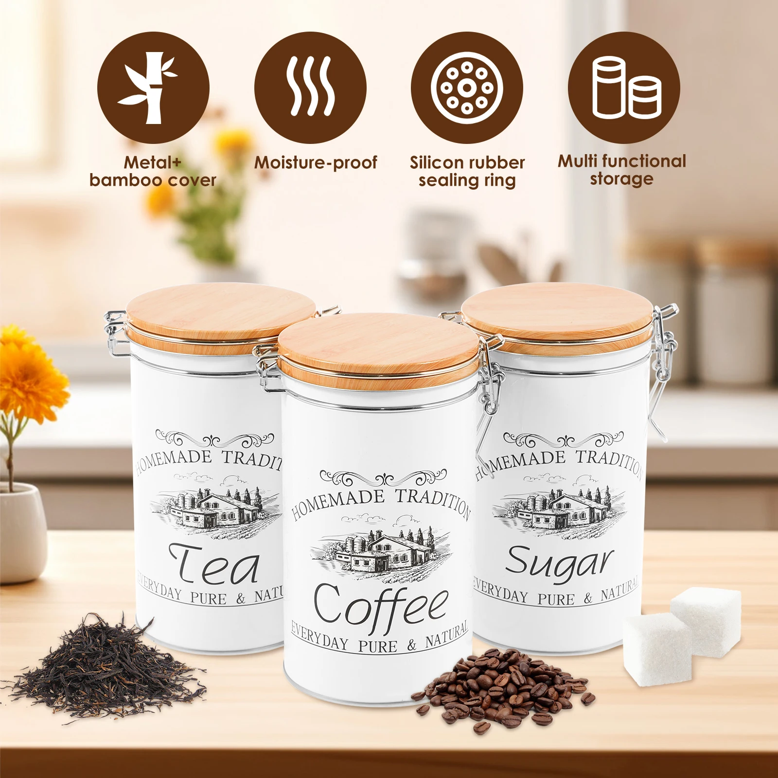 3Pcs/Set Tea Coffee Sugar Cani - Coffee Tea Sugar Container Set 리뷰 및 가격