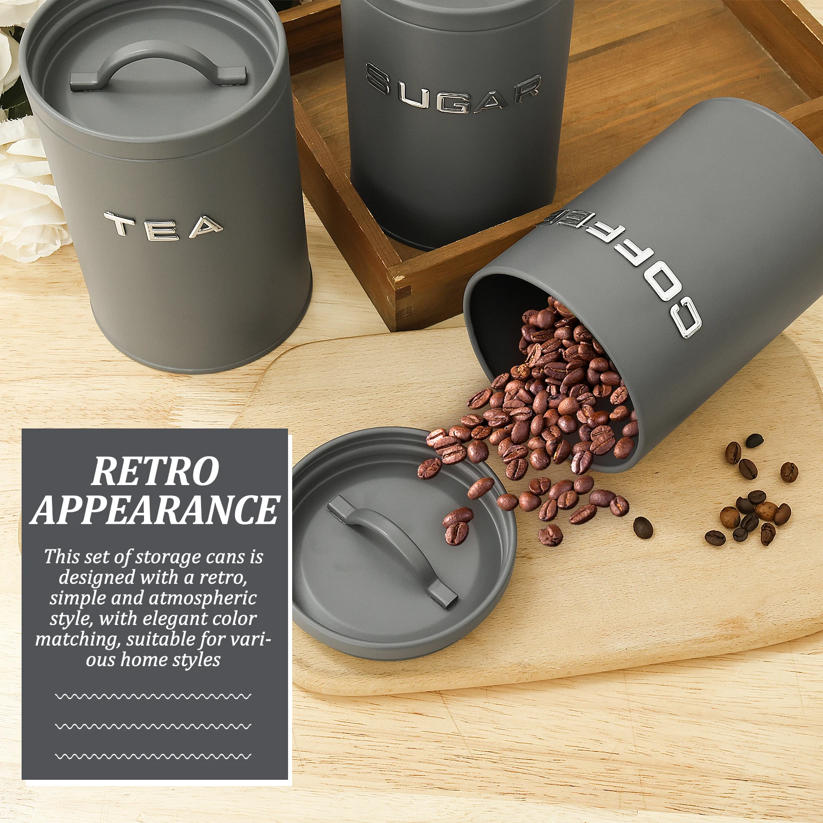 3 Pcs Tea Coffee Sugar Caniste - Coffee Tea Sugar Container Set 리뷰 및 가격