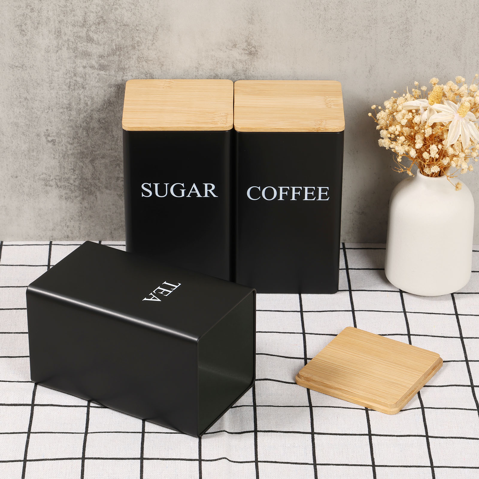 Coffee Bean Storage Jar Metal  - Coffee Tea Sugar Container Set 리뷰 및 가격