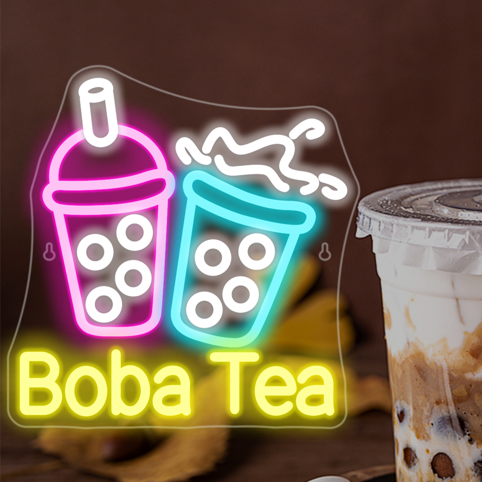 Bubble Tea Neon Light Colorful - Coffee Tea Boba 리뷰 및 가격